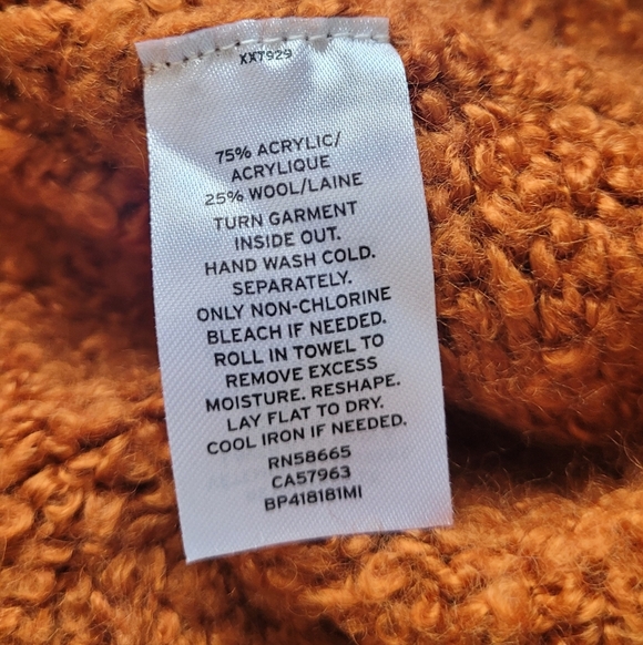 BP Funnel Mock Neck Bouclé Sweater Rust Orange Sz S - Picture 5 of 5